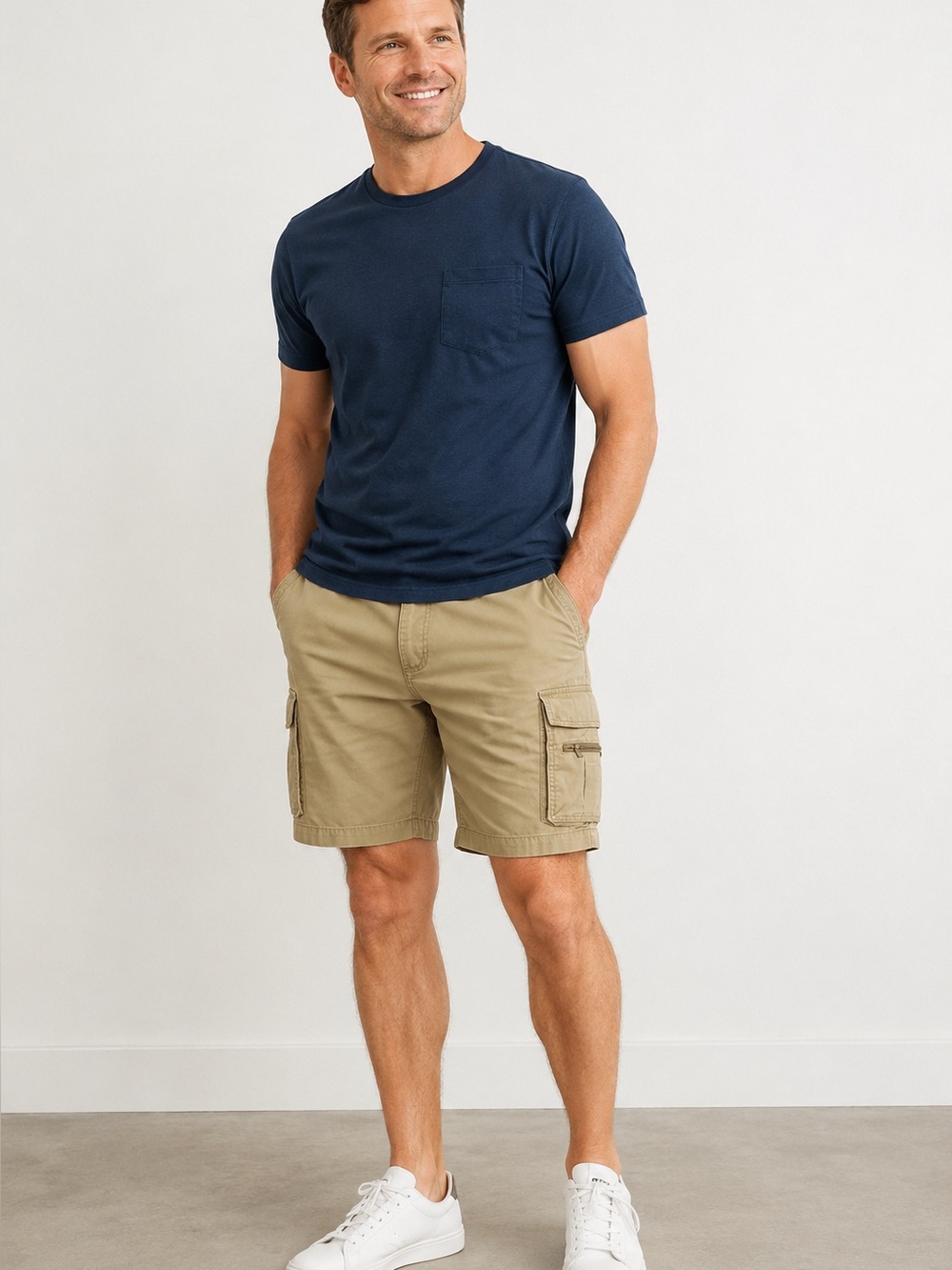 Columbia Mens Medium Khaki Tan Beige Cargo Shorts Pockets 100% Cotton